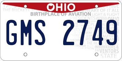 OH license plate GMS2749