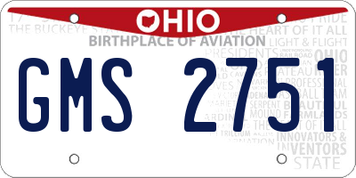 OH license plate GMS2751