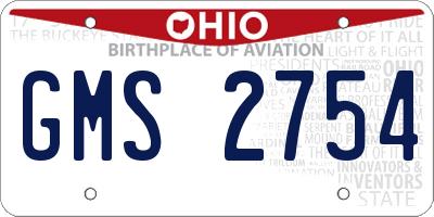 OH license plate GMS2754