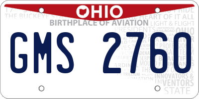 OH license plate GMS2760