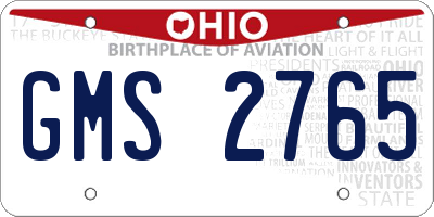 OH license plate GMS2765