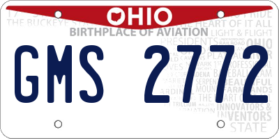 OH license plate GMS2772