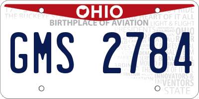 OH license plate GMS2784