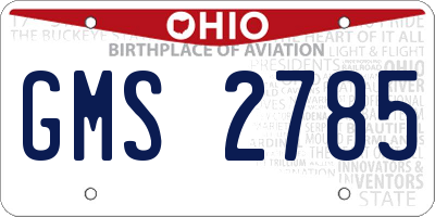 OH license plate GMS2785