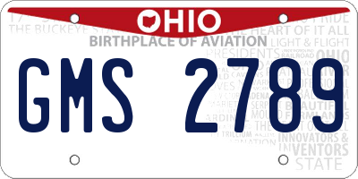 OH license plate GMS2789