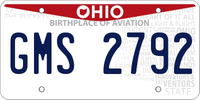 OH license plate GMS2792