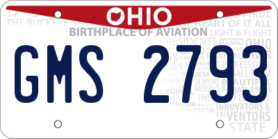 OH license plate GMS2793