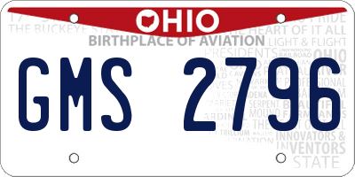 OH license plate GMS2796