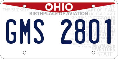 OH license plate GMS2801