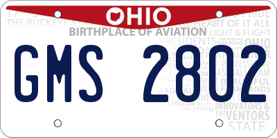 OH license plate GMS2802