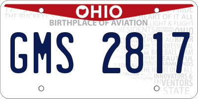 OH license plate GMS2817