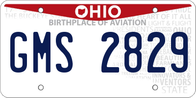 OH license plate GMS2829