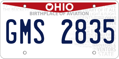 OH license plate GMS2835