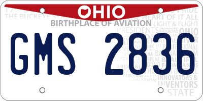 OH license plate GMS2836