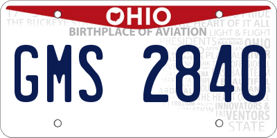 OH license plate GMS2840