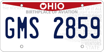 OH license plate GMS2859