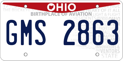 OH license plate GMS2863