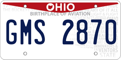 OH license plate GMS2870