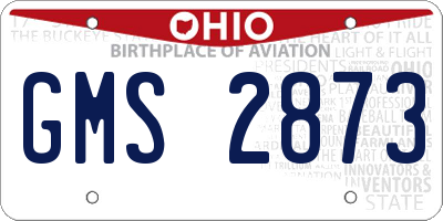 OH license plate GMS2873