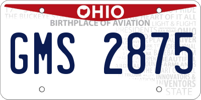 OH license plate GMS2875