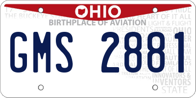 OH license plate GMS2881