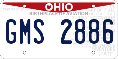 OH license plate GMS2886