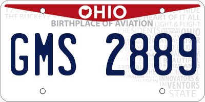 OH license plate GMS2889