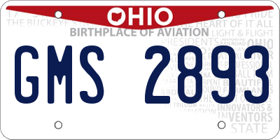 OH license plate GMS2893