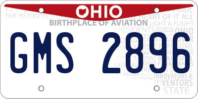 OH license plate GMS2896