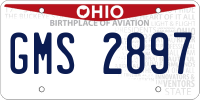 OH license plate GMS2897