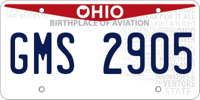 OH license plate GMS2905