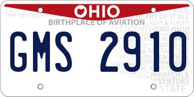 OH license plate GMS2910