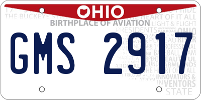 OH license plate GMS2917