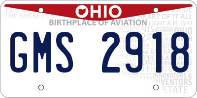 OH license plate GMS2918