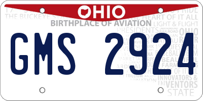 OH license plate GMS2924