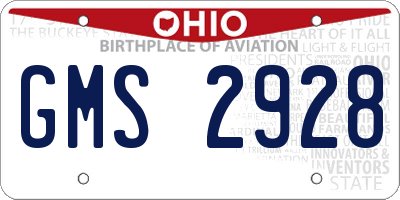 OH license plate GMS2928