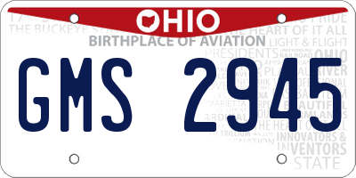 OH license plate GMS2945