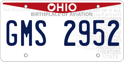 OH license plate GMS2952