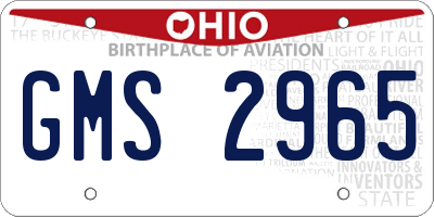 OH license plate GMS2965