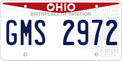 OH license plate GMS2972