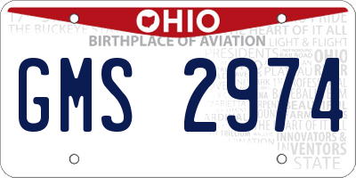 OH license plate GMS2974