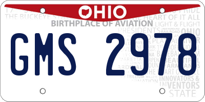 OH license plate GMS2978