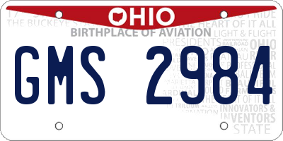 OH license plate GMS2984