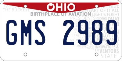 OH license plate GMS2989