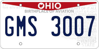 OH license plate GMS3007