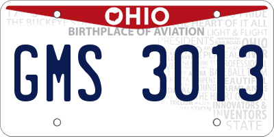 OH license plate GMS3013