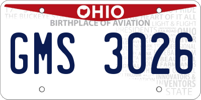 OH license plate GMS3026