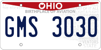 OH license plate GMS3030