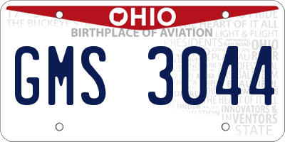 OH license plate GMS3044