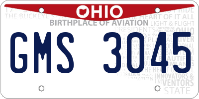 OH license plate GMS3045